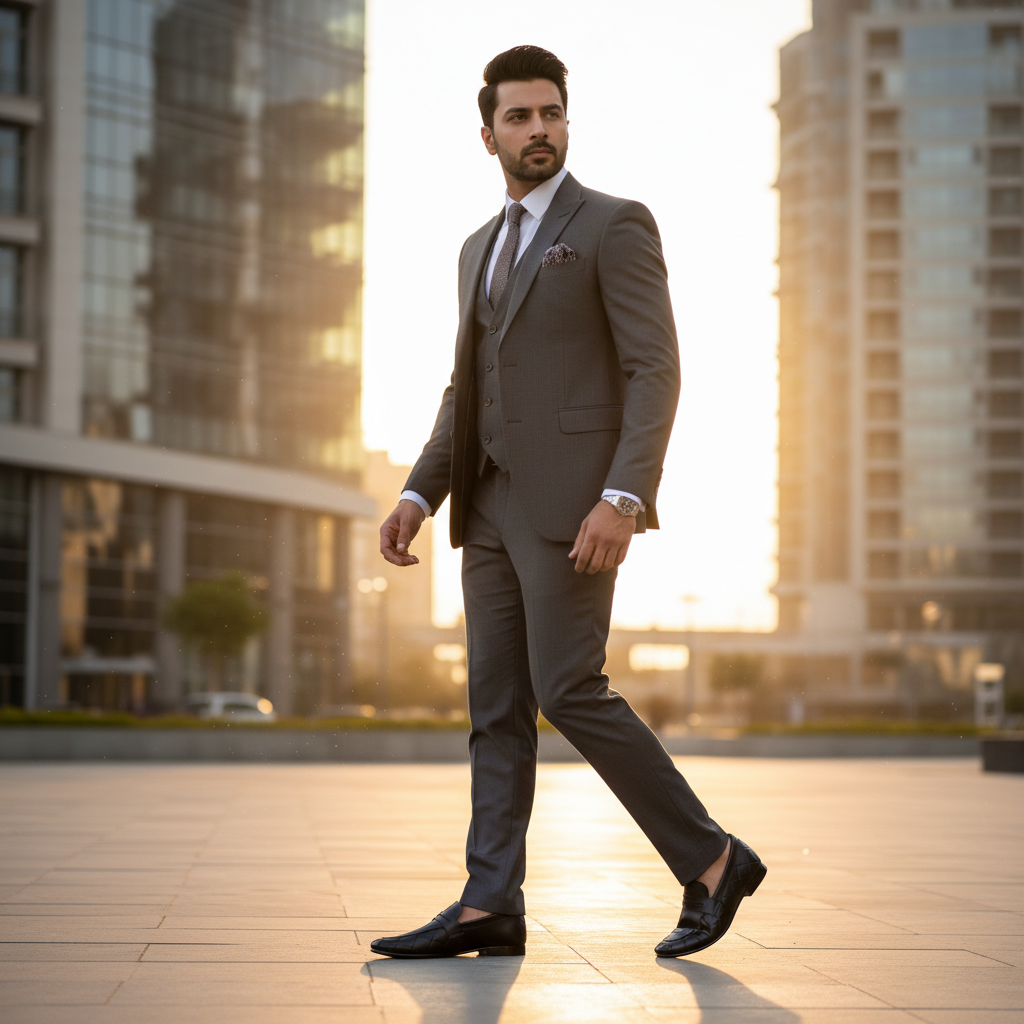 Sleek Black Formal Premium Handmade Loafers ~ clean silhouette, Elegant Strap Detail, Subtle Geometric Pattern