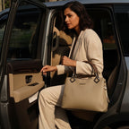Monceau Structured Top-Handle Tote – Minimalist Beige & Espresso