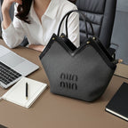 Chic Textured Grey Satchel – Modern V-Cut Women's Designer-Inspired Tote with Embroidered Accent
