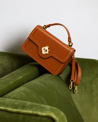Cognac Pleated Flap Purse