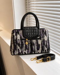 Serpentine Silver Croc Satchel