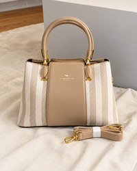 Aura Beige Striped Tote