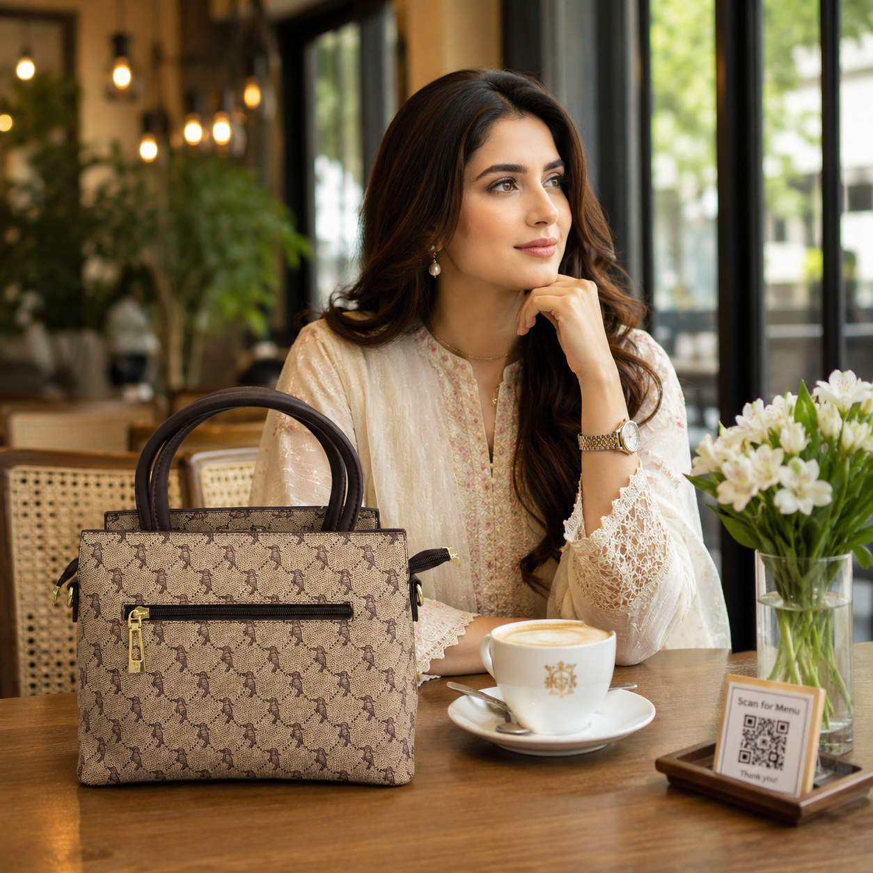 Monica Kiki Heritage Tote Bag – Beige & Brown