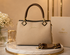 Monceau Structured Top-Handle Tote – Minimalist Beige & Espresso