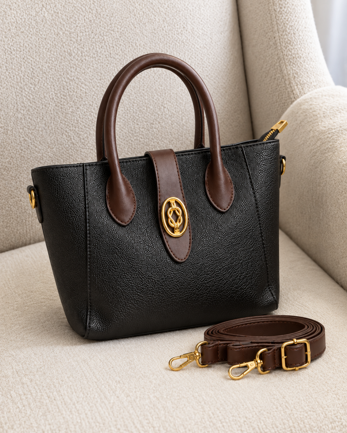 Ebony Mocha Textured Satchel