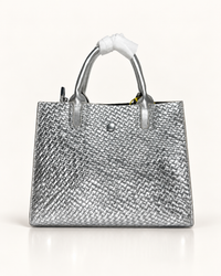 Silver Woven Elegance Tote Bag