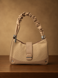 Luxury Beige Woven Shoulder Bag