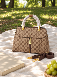 Luxury Brown G Monogram Zipper Satchel