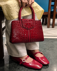 Valentina Ruby Croc Satchel