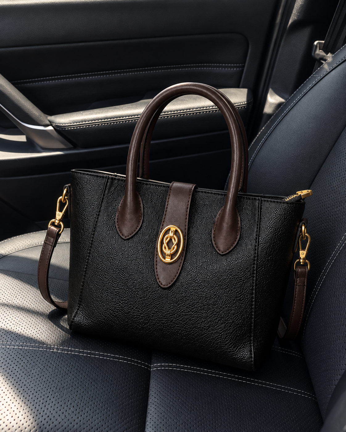 Ebony Mocha Textured Satchel